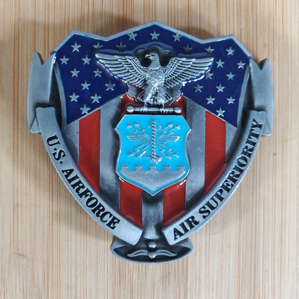 USAF U.S. Airforce Air Superiority Metal Military Belt Buckle w/ color